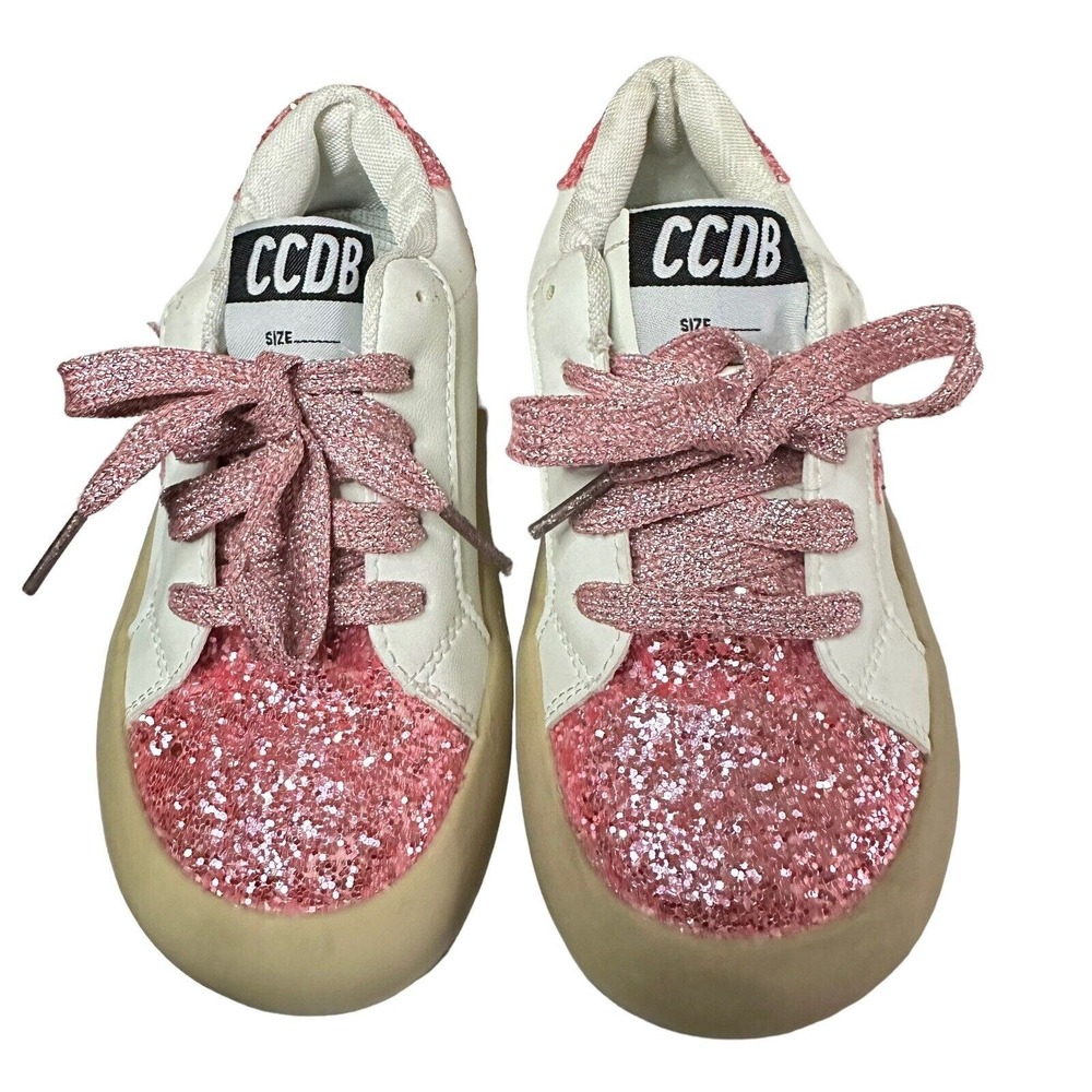 CCDB STAR Shoes Size Kids 29/11.5US Pink Star White & Pink Shoes Glitter